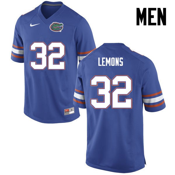 Florida Gators Men #32 Adarius Lemons College Football Blue